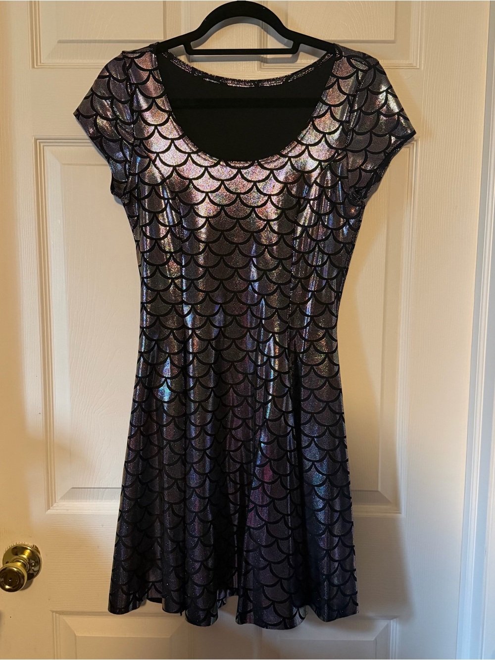 Blackmilk Clothing Iridescent Mermaid-Scale Fit & Flare Dress
